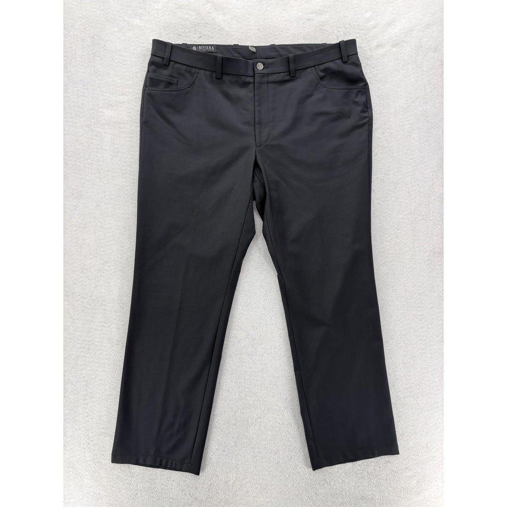 Riviera Jack Victor Journey Dress Pants Mens 40x30 Black Wool Stretch 5-Pocket